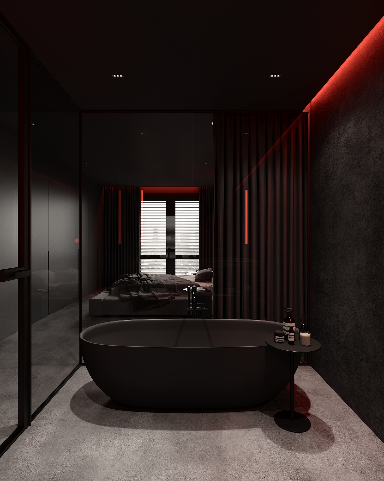 Darkline - apartament czarno czerwony Wrocław 2022